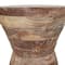 18.5" Brown Teak Wood Handmade Hourglass Accent Table with Stacked Wood Pieces